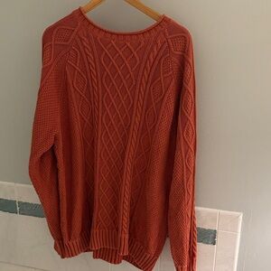 L.L. Bean Men's Orange Cable Knit Sweater